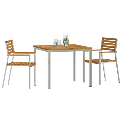 Garden Dining Set 3 pcs Solid Acacia Wood and Stainless Steel