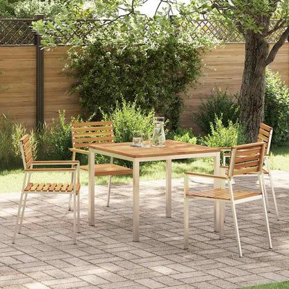 Garden Dining Set 5 pcs Solid Acacia Wood and Stainless Steel