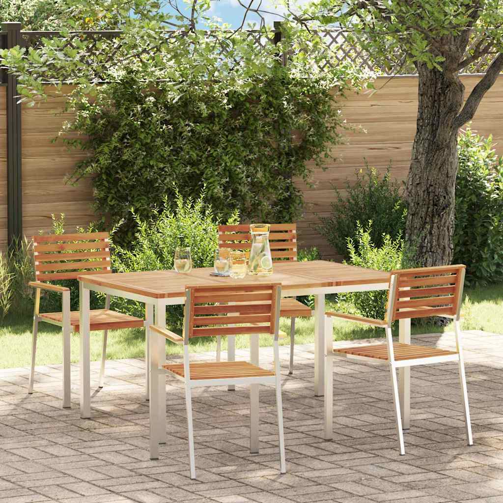 Garden Dining Set 5 pcs Brown Solid Acacia Wood