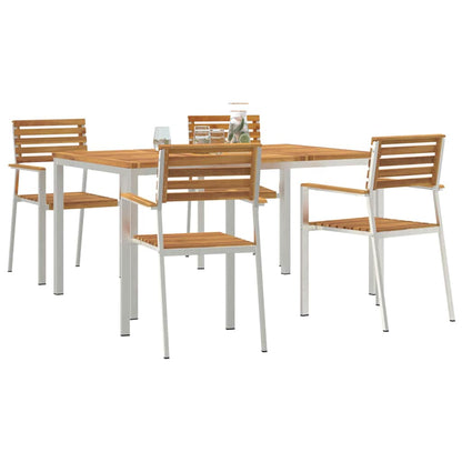 Garden Dining Set 5 pcs Brown Solid Acacia Wood