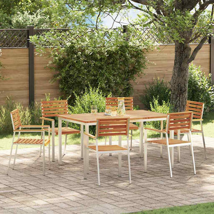 Garden Dining Set 7 pcs Solid Acacia Wood and Stainless Steel