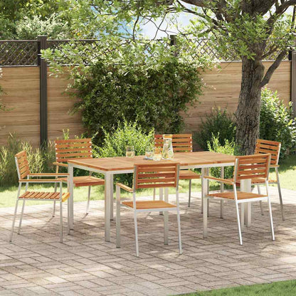 Garden Dining Set 7 pcs Solid Acacia Wood and Stainless Steel