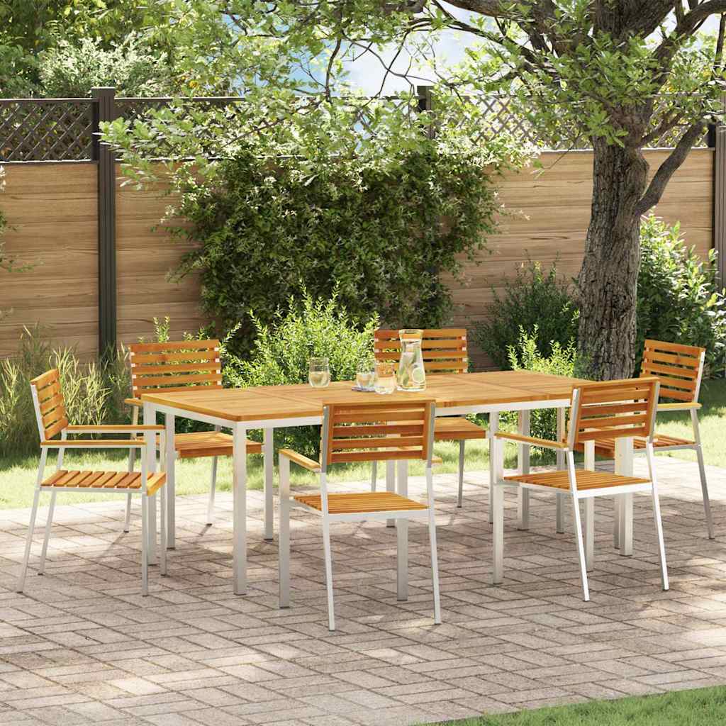 Garden Dining Set 7 pcs Brown Solid Acacia Wood