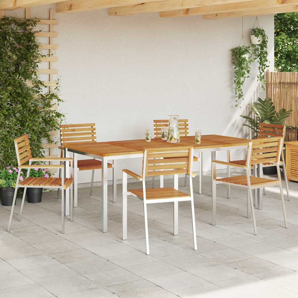 Garden Dining Set 7 pcs Brown Solid Acacia Wood