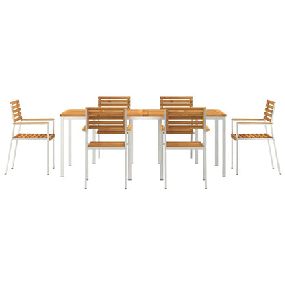 Garden Dining Set 7 pcs Brown Solid Acacia Wood