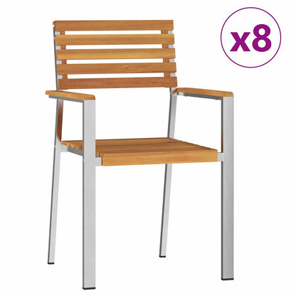 Garden Dining Set 9 pcs Solid Acacia Wood and Stainless Steel