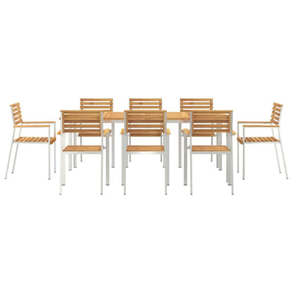 Garden Dining Set 9 pcs Solid Acacia Wood and Stainless Steel