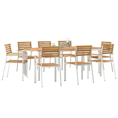 Garden Dining Set 9 pcs Solid Acacia Wood and Stainless Steel