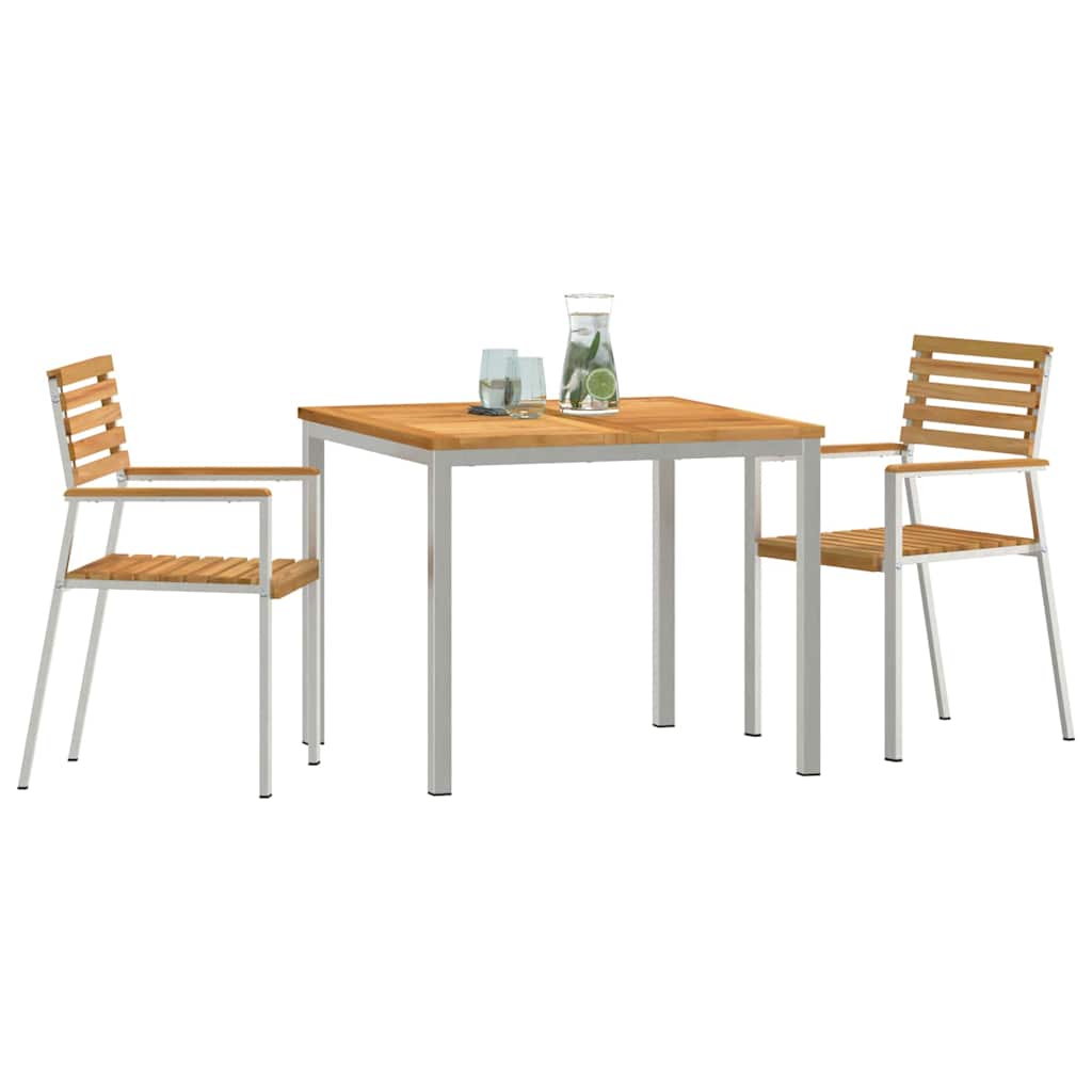 Garden Dining Set 3 pcs Brown Solid Teak Wood