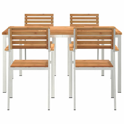 Garden Dining Set 5 pcs Solid Teak Wood and Stainless Steel