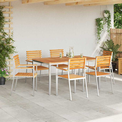 Garden Dining Set 7 pcs Solid Teak Wood and Stainless Steel