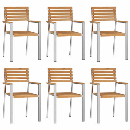 Garden Dining Set 7 pcs Solid Teak Wood and Stainless Steel