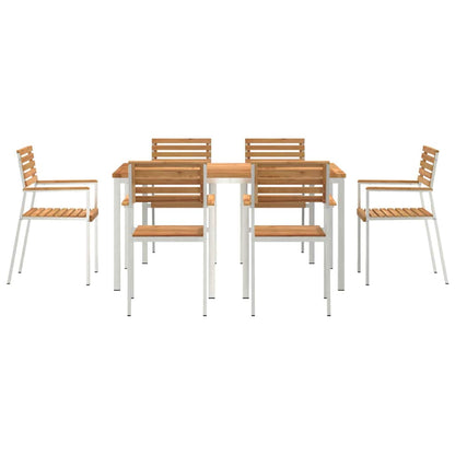 Garden Dining Set 7 pcs Solid Teak Wood and Stainless Steel