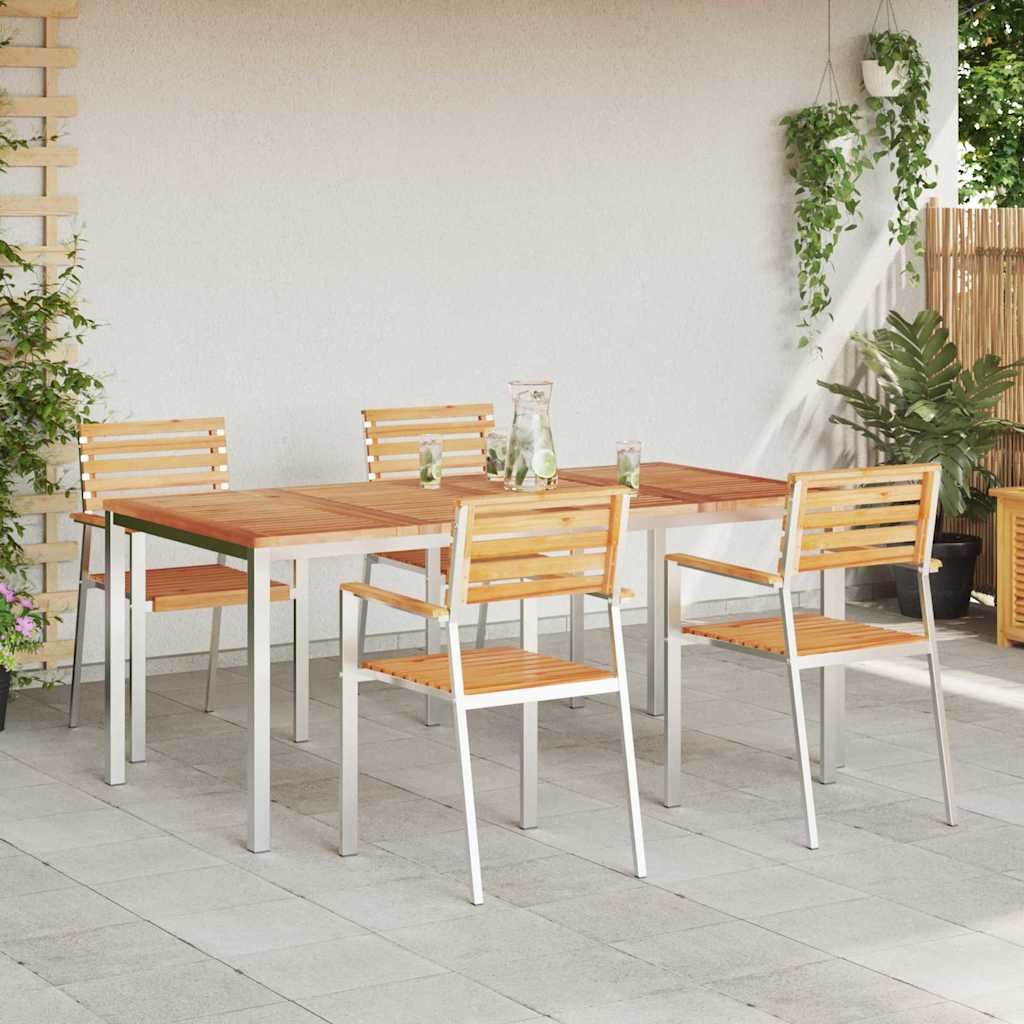 Garden Dining Set 5 pcs Brown Solid Teak Wood