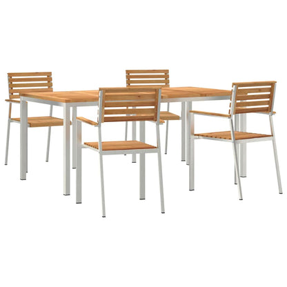 Garden Dining Set 5 pcs Brown Solid Teak Wood