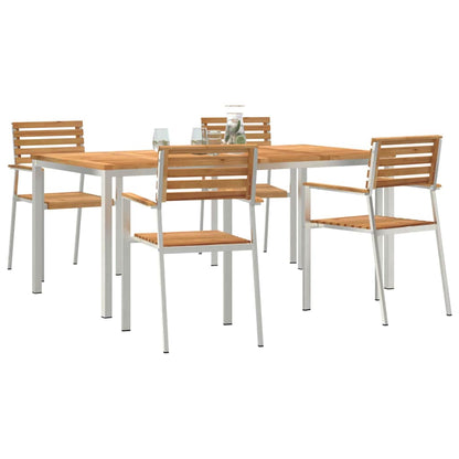 Garden Dining Set 5 pcs Brown Solid Teak Wood