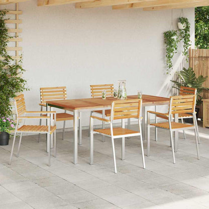 Garden Dining Set 7 pcs Solid Teak Wood and Stainless Steel