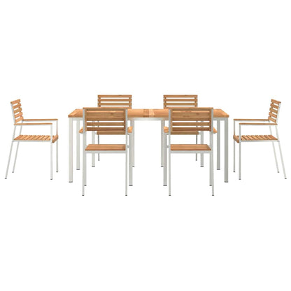 Garden Dining Set 7 pcs Solid Teak Wood and Stainless Steel