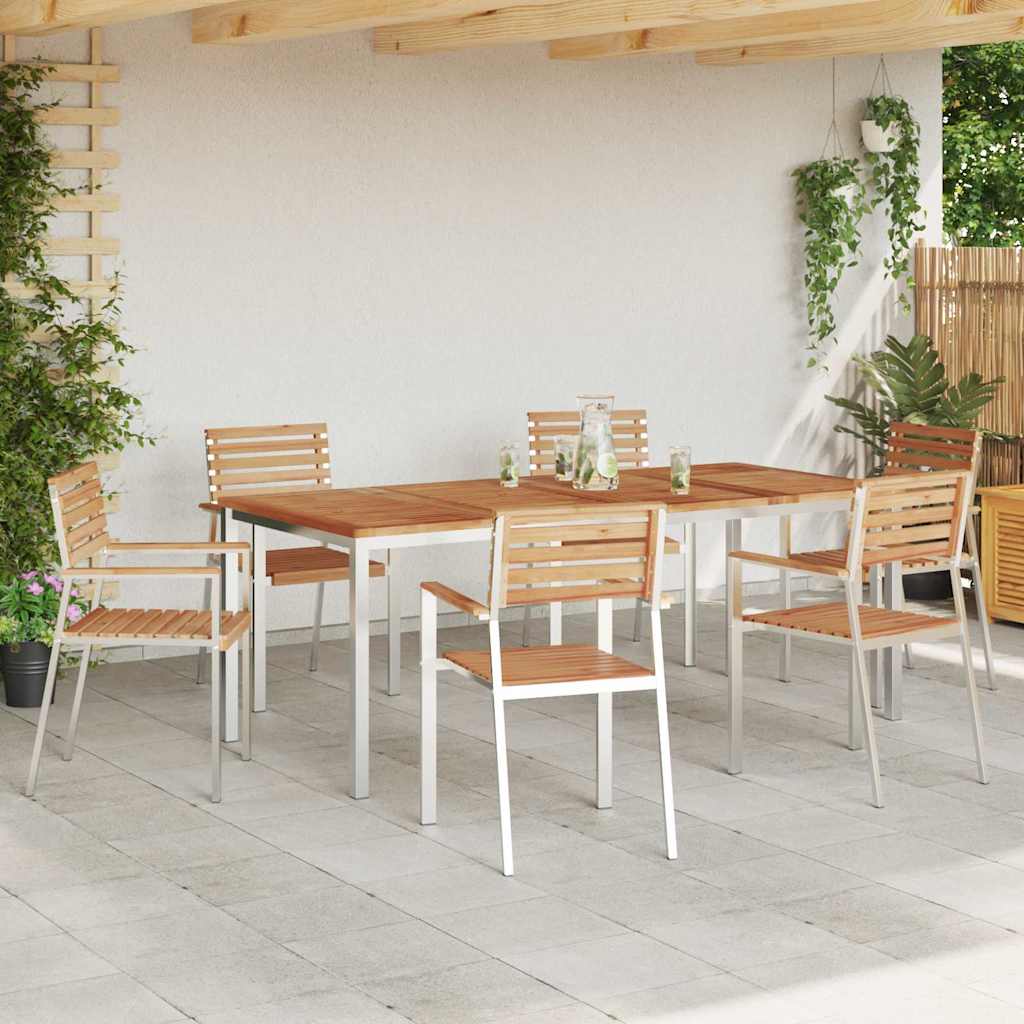 Garden Dining Set 7 pcs Brown Solid Teak Wood