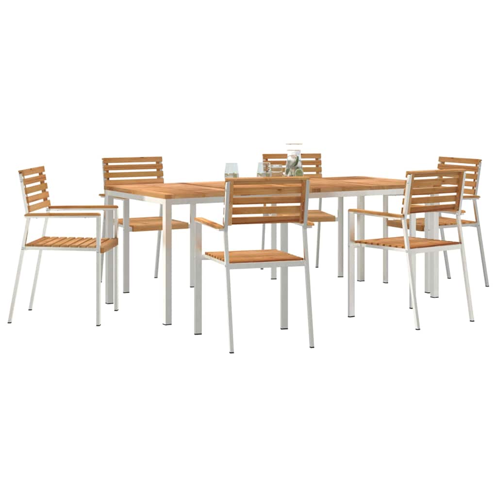 Garden Dining Set 7 pcs Brown Solid Teak Wood
