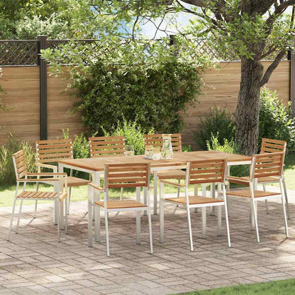 Garden Dining Set 9 pcs Solid Teak Wood and Stainless Steel
