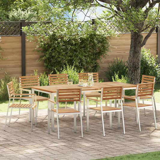 Garden Dining Set 9 pcs Solid Teak Wood and Stainless Steel