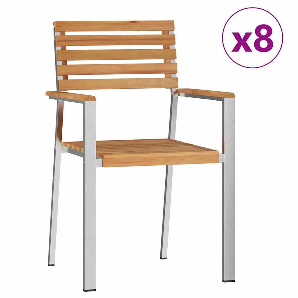 Garden Dining Set 9 pcs Solid Teak Wood and Stainless Steel