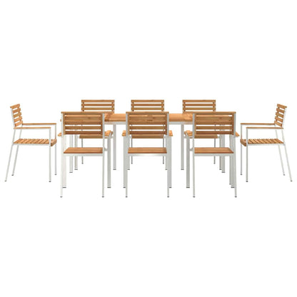 Garden Dining Set 9 pcs Solid Teak Wood and Stainless Steel