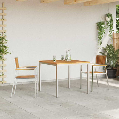 Outdoor Dining Set 3 pcs Solid Acacia Wood and Stainless Steel
