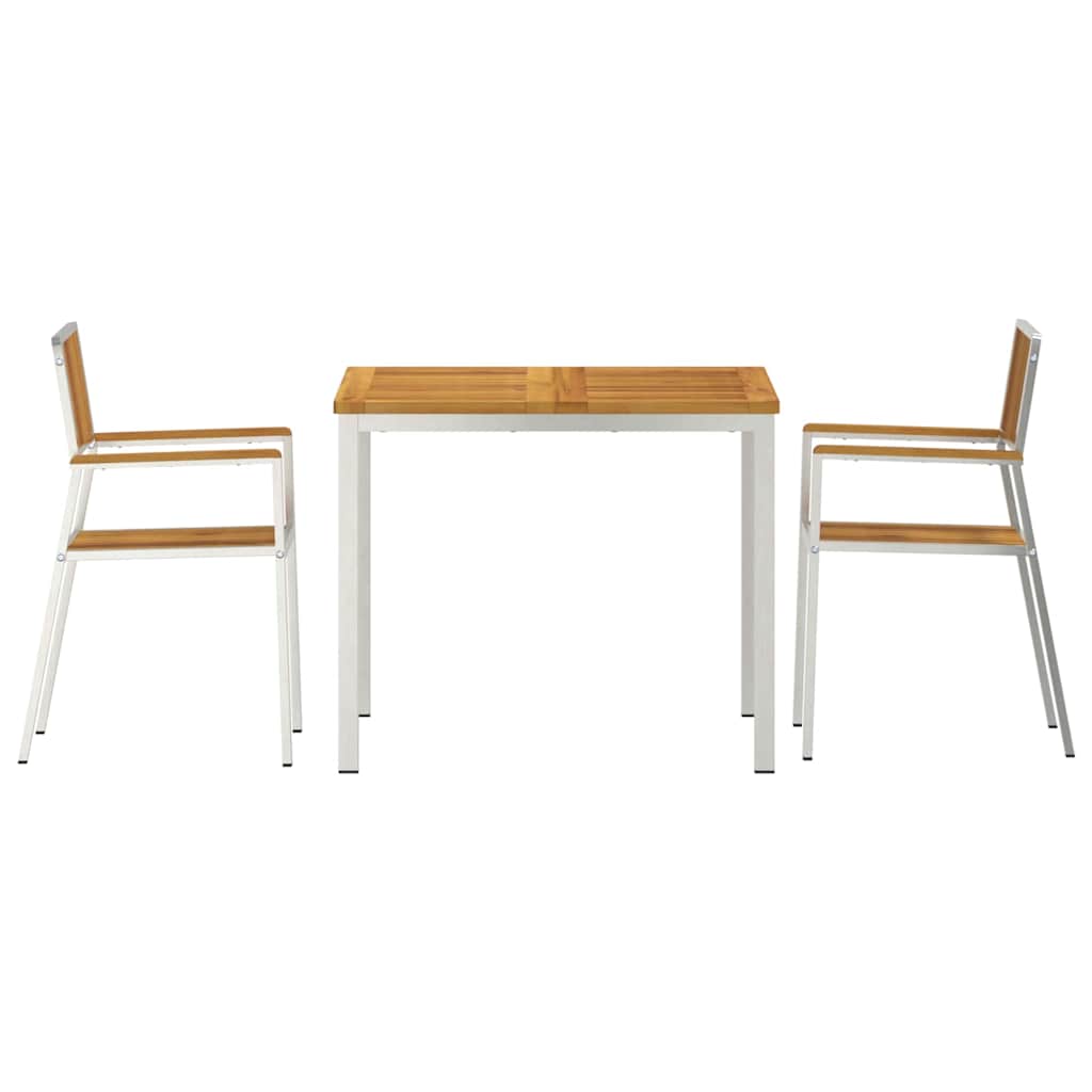 Outdoor Dining Set 3 pcs Solid Acacia Wood and Stainless Steel