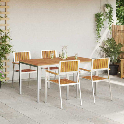 Outdoor Dining Set 5 pcs Solid Acacia Wood and Stainless Steel