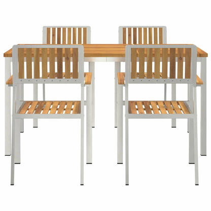 Outdoor Dining Set 5 pcs Solid Acacia Wood and Stainless Steel