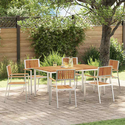 Outdoor Dining Set 7 pcs Solid Acacia Wood and Stainless Steel