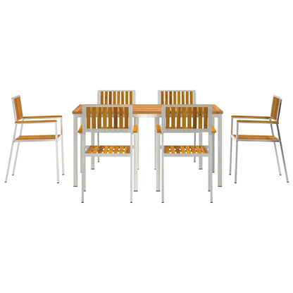 Outdoor Dining Set 7 pcs Solid Acacia Wood and Stainless Steel