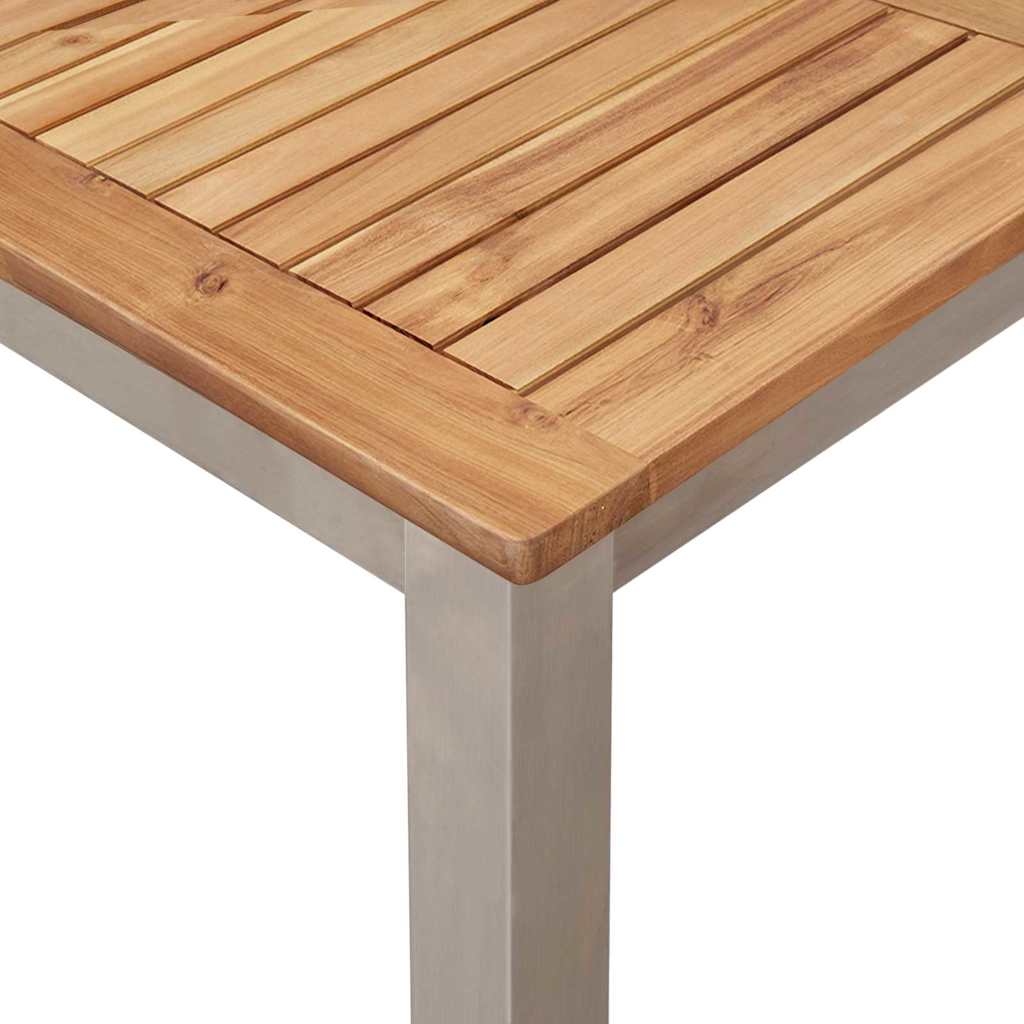 Outdoor Dining Set 5 pcs Solid Acacia Wood and Stainless Steel