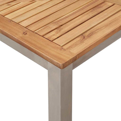 Outdoor Dining Set 5 pcs Solid Acacia Wood and Stainless Steel