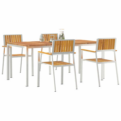 Outdoor Dining Set 5 pcs Solid Acacia Wood and Stainless Steel