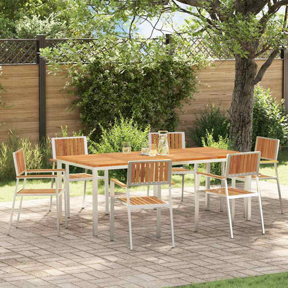 Outdoor Dining Set 7 pcs Solid Acacia Wood and Stainless Steel