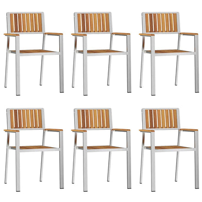 Outdoor Dining Set 7 pcs Solid Acacia Wood and Stainless Steel