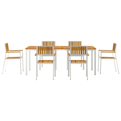 Outdoor Dining Set 7 pcs Solid Acacia Wood and Stainless Steel