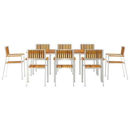 Outdoor Dining Set 9 pcs Solid Acacia Wood and Stainless Steel
