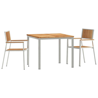 Outdoor Dining Set 3 pcs Brown Solid Teak Wood