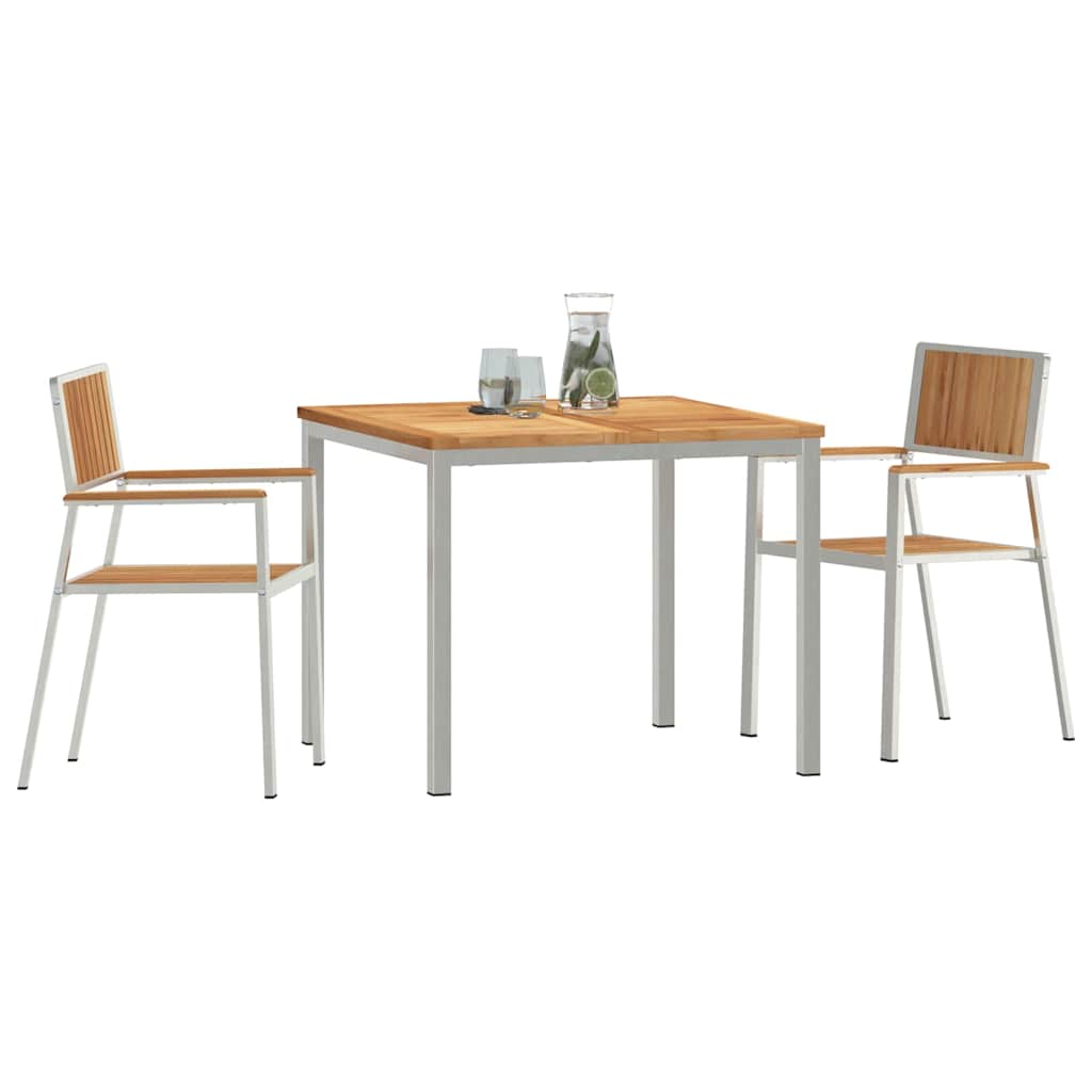 Outdoor Dining Set 3 pcs Brown Solid Teak Wood