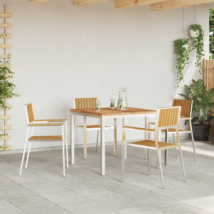 Outdoor Dining Set 5 pcs Solid Teak Wood and Stainless Steel