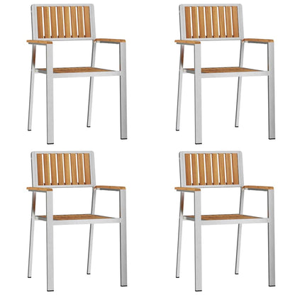 Outdoor Dining Set 5 pcs Solid Teak Wood and Stainless Steel