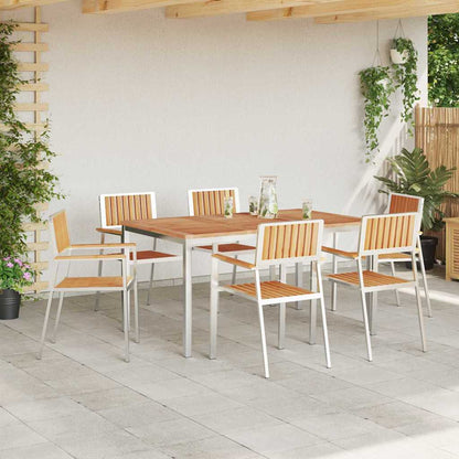 Outdoor Dining Set 7 pcs Solid Teak Wood and Stainless Steel