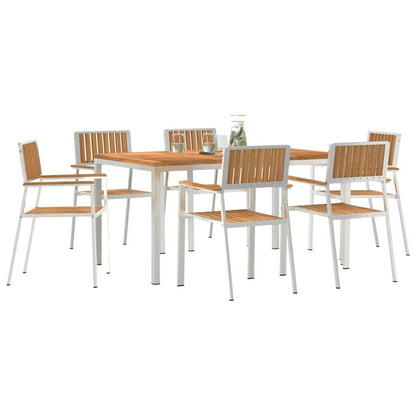 Outdoor Dining Set 7 pcs Solid Teak Wood and Stainless Steel