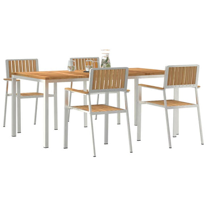 Outdoor Dining Set 5 pcs Solid Teak Wood and Stainless Steel