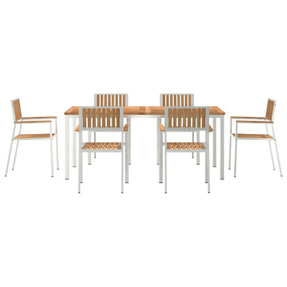 Outdoor Dining Set 7 pcs Solid Teak Wood and Stainless Steel
