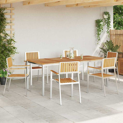 Outdoor Dining Set 7 pcs Solid Teak Wood and Stainless Steel